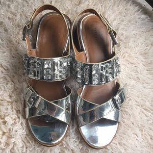 Zara silver jeweled sandals